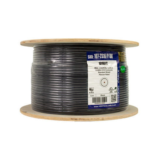 Vertical Cable 1000ft Bulk RG-6 Coax Cable - 18AWG Standard Shield CMP