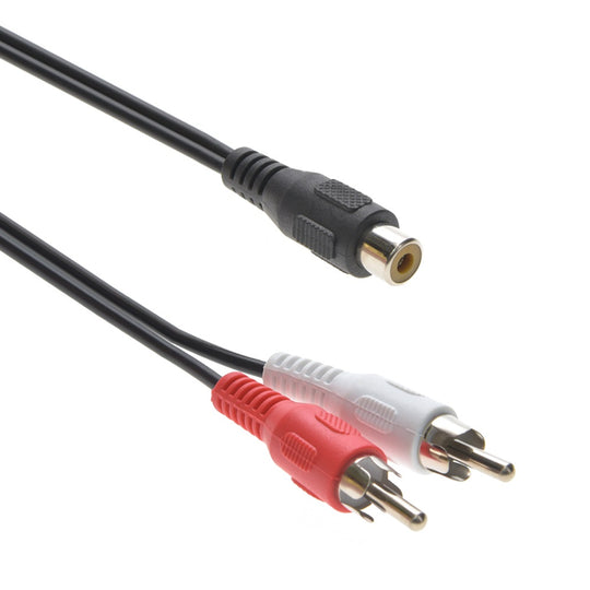 6 Inch RCA Female to (2) RCA Male Adapter Cable