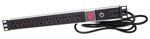 Vertical Cable 047-WPS-2000 8 Way PDU with Main Switch and Breaker - 1U Power Distribution Unit