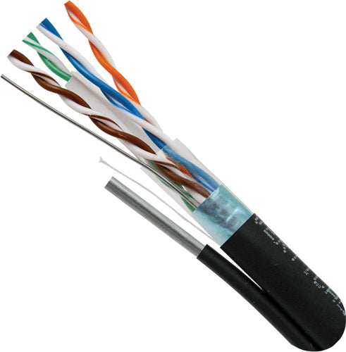 Vertical Cable CAT6 Outdoor Cable w/ Messenger, LLDPE Jacket, F/UTP (Overall Shielded), 23AWG Solid - 1000ft Spool
