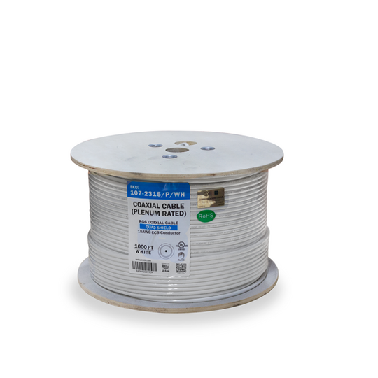 Vertical Cable 1000ft Bulk RG-6 Coax Cable - 18AWG Quad Shield CMP
