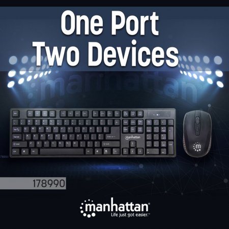 Manhattan Wireless Keyboard and Optical Mouse Set, 178990