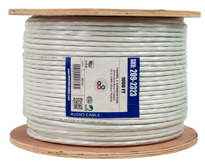 Vertical Cable 1000ft 14 Gauge In-Wall Speaker Wire - CL3 14/4, White