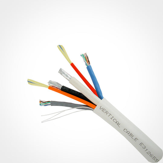 Vertical Cable 500ft RG-6 Coax Cable - 2 Quad Shield + 2 CAT5E + 2 Fiber, UL listed