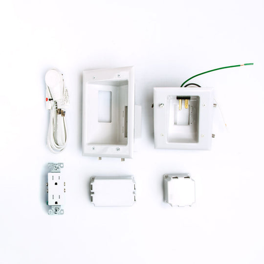 DataComm Recessed Pro-Power Kit w/ Duplex Receptacle and Straight Blade Inlet