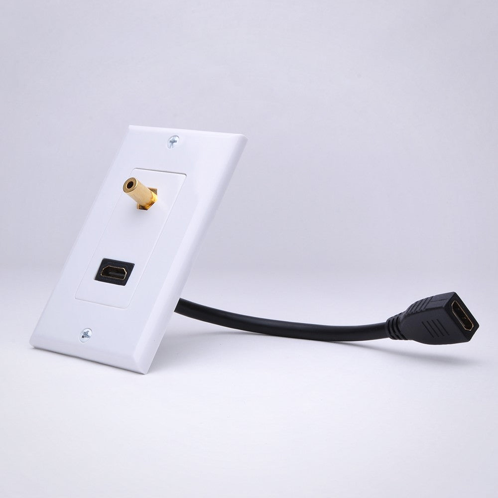 Vanco HDMI Pigtail 3.5mm Wall Plate FireFold