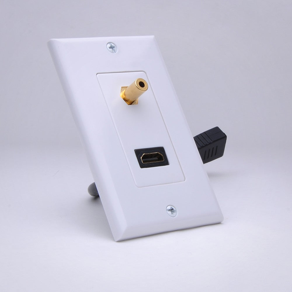 Vanco HDMI Pigtail 3.5mm Wall Plate FireFold