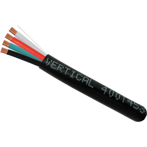 Vertical Cable 500ft 14 Gauge Outdoor Speaker Wire - PVC CL2 14/4, Black