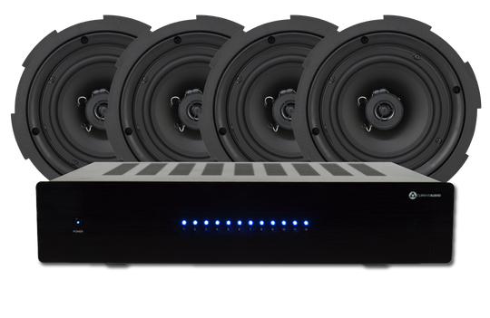 Current AudioAMP1270 6 Zone 12 Channel 70 Watts Per Channel Amplifier plus 6 pairs BCS65FL 6.5" In-ceiling Contractor Series Speaker Bundle