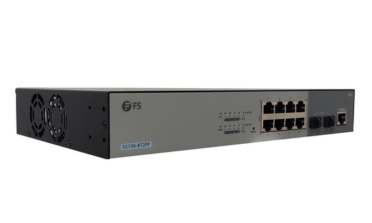 BZBGEAR 8-Port 1G Ethernet PoE+ Switch, 8 x PoE+ Ports @130W, with 2 x 1Gb SFP Uplinks, Fanless Powered by FS