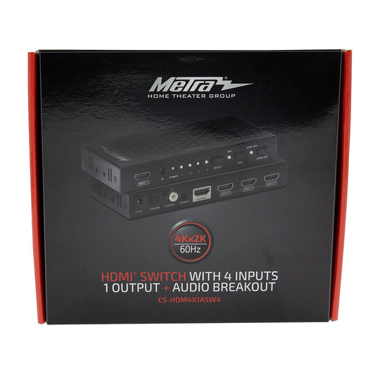 Metra HDMI Switch w/ 4 Inputs and 1 Output & Audio Breakout - 4K/60Hz
