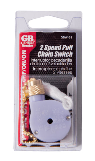 Gardner Bender SPDT Variable Speed and Two Circuit Pull-Chain Switch, GSW-33