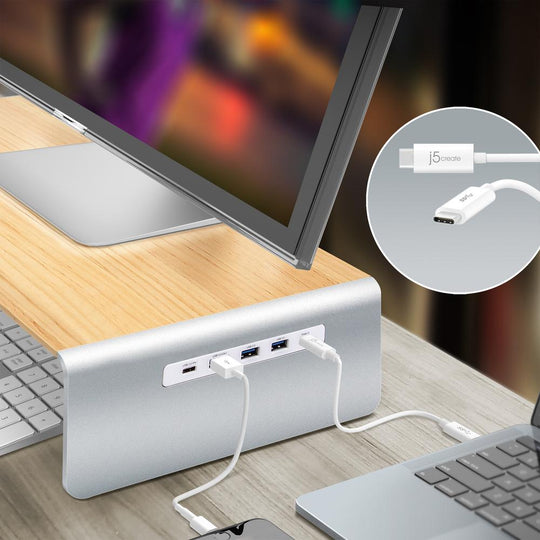 j5create JCT425 Multi Function Monitor Stand with USB Type-C 4K & USB 6-Port HUB with Power Delivery