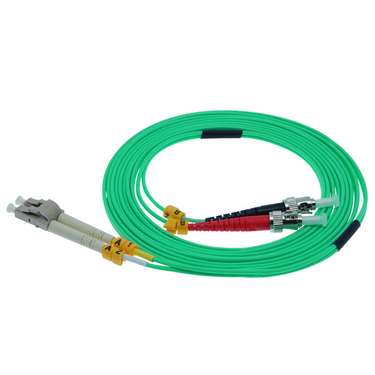 LC-ST Multimode OM3 Duplex 50/125 Aqua Fiber Patch Cable, UL, ROHS
