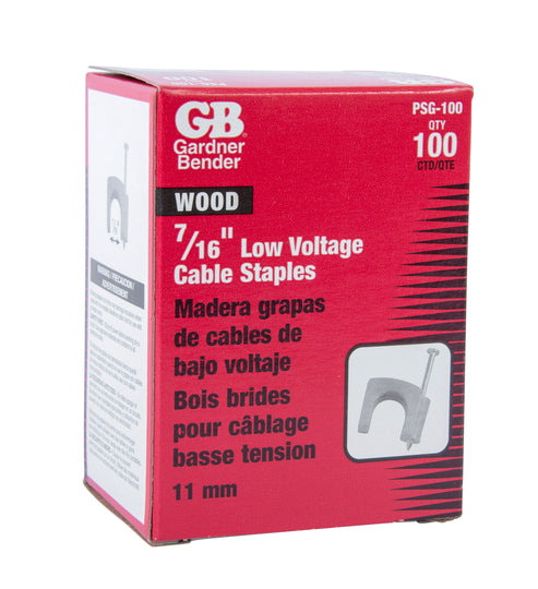 Gardner Bender 7/16 in. Gray Polyethylene Cable Staples for RG-59 and RG-6 Coaxial Cable (100-Pack), PSG-100