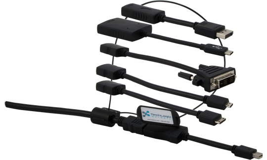 Techlogix Networx TL-SMPC-009 6' HDMI cable with attached DVI, DisplayPort, mini-DisplayPort, micro-HDMI, mini-HDMI & USB-C adapters (4K compatible)