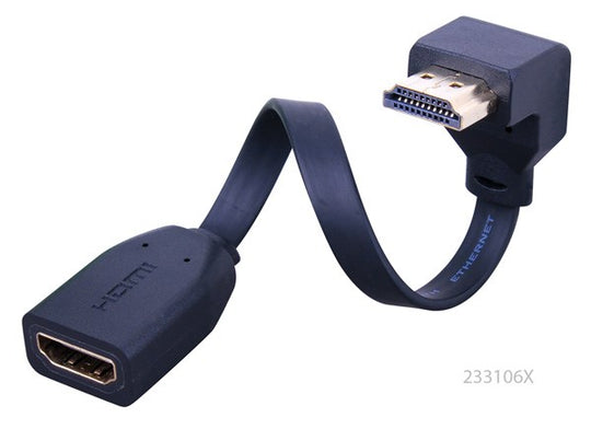 Vanco 233106X Right Angle Super Flex Flat HDMI® High Speed Male to Female Cable - Flat Bottom 6 Inch