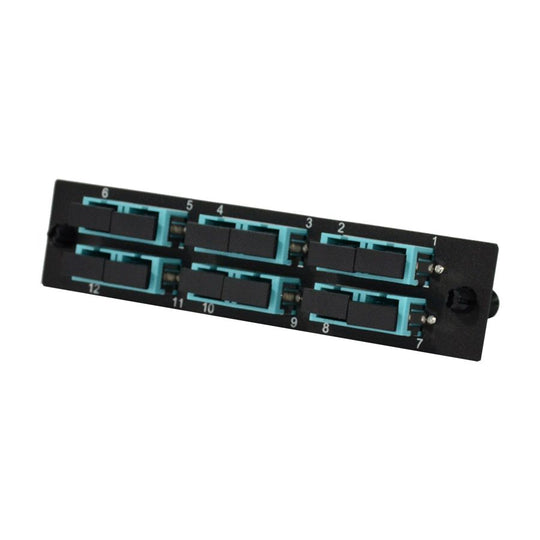 SCP 6 SC Duplex Multimode Fiber LGX Adapter Plate - 10G OM3/OM4 Multimode Adapters (Aqua)