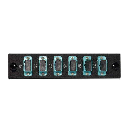 SCP 6 SC Simplex Multimode Fiber LGX Adapter Plate - 10G OM3/OM4 Multimode Adapters (Aqua)