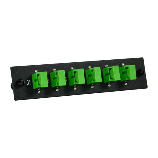 SCP 6 Simplex SC/APC Single-Mode Fiber LGX Adapter Plate - Single-Mode OS2 9/125 Adapters (Green)