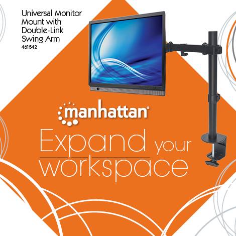 Manhattan Universal Monitor Mount with Double-Link Swing Arm, 461542