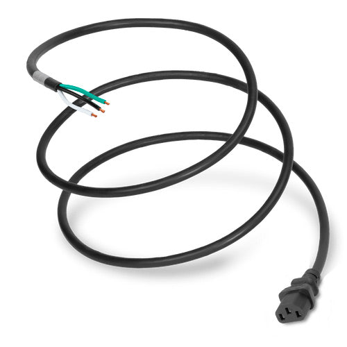 World Cord NACC Power Whip Open Ended 2" ROJ 1/4" Strip to C13 10A 250V 18/3 SJT - Black