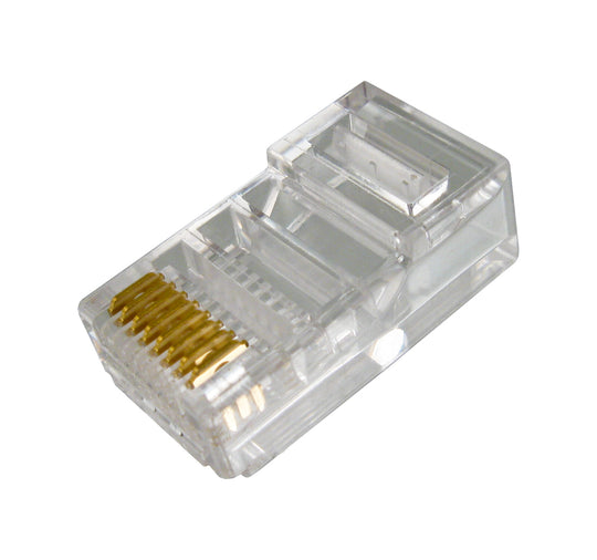 Cat5E RJ45 Connector for Solid/Stranded Cable - 3 Prong 50 Micron 100pk