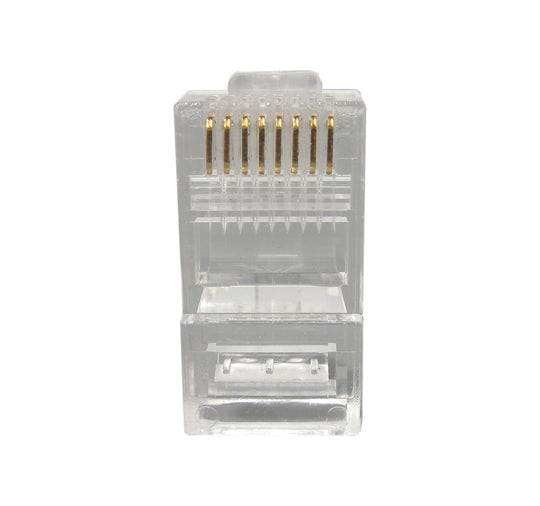 Cat5E RJ45 Connector for Solid/Stranded Cable - 3 Prong 50 Micron 100pk