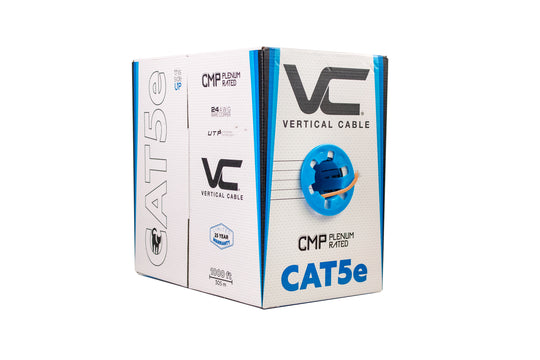 Vertical Cable 1000ft Solid Plenum Cat5E Cable - 24AWG 350MHz CMP