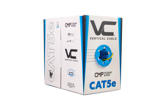 Vertical Cable 1000ft Solid Plenum Cat5E Cable - 24AWG 350MHz CMP