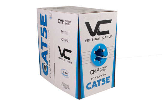 Vertical Cable Cat5E Plenum Cable Solid Shielded 1000ft 24AWG F/UTP Bare Copper 350MHz