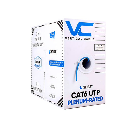 Vertical Cable 1000ft Solid Plenum Cat6 Cable - 23AWG 550MHz CMP