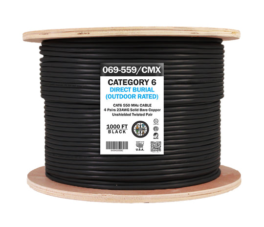 Vertical Cable 1000ft Solid Outdoor Cat6 Cable - 23AWG UTP UV Rated