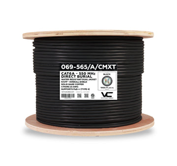 Vertical Cable Cat6A Direct Burial, 23AWG, Shielded, Dual Jacket - 1000ft spool
