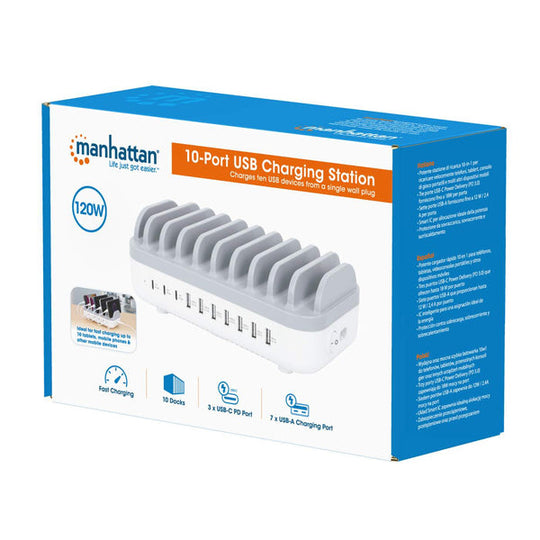 Manhattan 10-Port USB Power Delivery Charging Station - 120 W