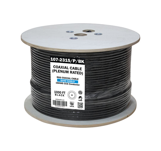 Vertical Cable Bulk RG-6 Coax Cable - 18AWG Quad Shield CMP 1000ft