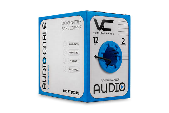 Vertical Cable 500ft 12 Gauge Speaker Wire, CL3 12/2 - Black