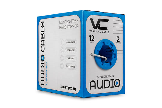 Vertical Cable 500ft 12 Gauge Speaker Wire, CL3 12/2 - White