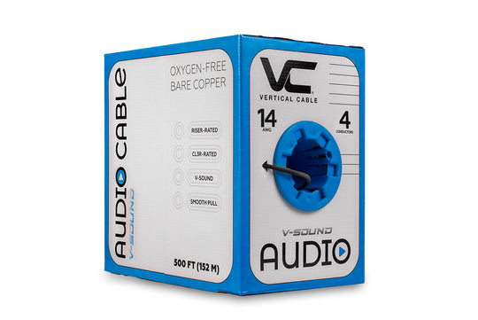 Vertical Cable 500ft 14 Gauge In-Wall Speaker Wire - CL3 14/4 - Black