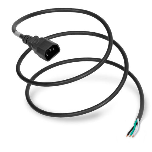 World Cord C14 to OPEN 2in ROJ + 0.25in Strip 15A 250V 14/3 SJT Power Cord - Black