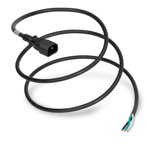 World Cord C14 to OPEN 2in ROJ + 0.25in Strip 15A 250V 14/3 SJT Power Cord - Black