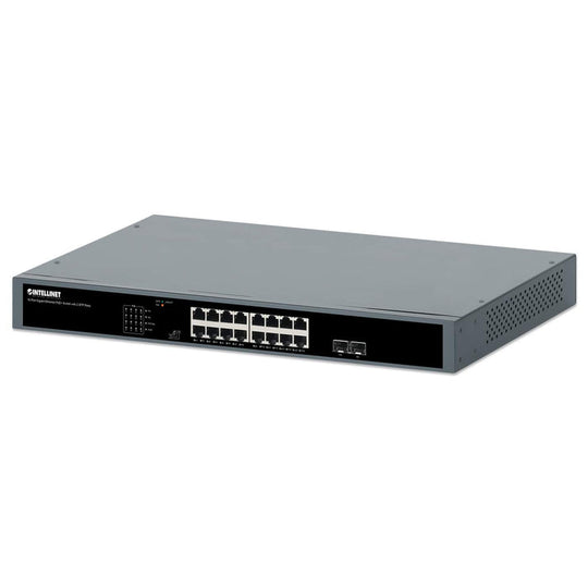 Intellinet 16-Port Gigabit Ethernet PoE+ Switch with 2 SFP Ports, 561983
