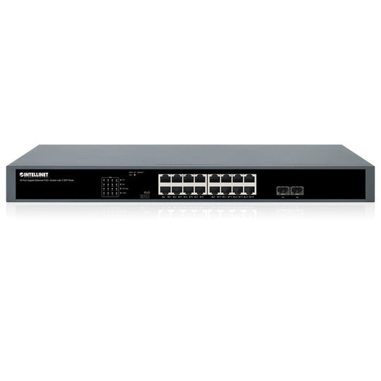 Intellinet 16-Port Gigabit Ethernet PoE+ Switch with 2 SFP Ports, 561983