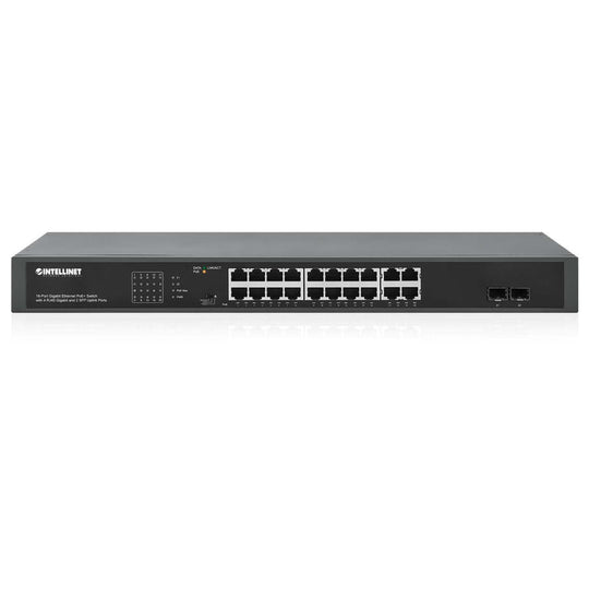 Intellinet 16-Port Gigabit Ethernet PoE+ Switch with 4 RJ45 Gigabit and 2 SFP Uplink Ports, 561419