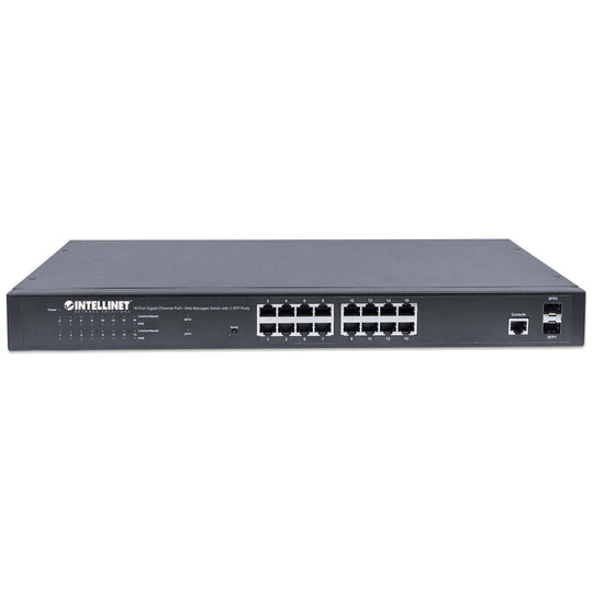 Intellinet 16-Port Gigabit Ethernet PoE+ Web-Managed Switch with 2 SFP Ports, 561198