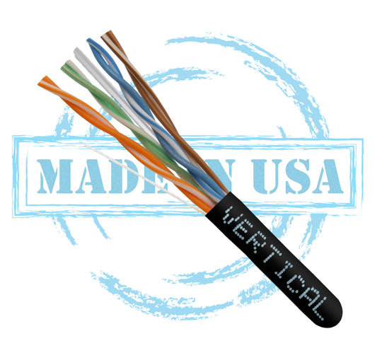 Vertical Cable 1000ft Solid Plenum Cat6 (Slim Type) Cable - 23AWG 550MHz CMP Made in the USA
