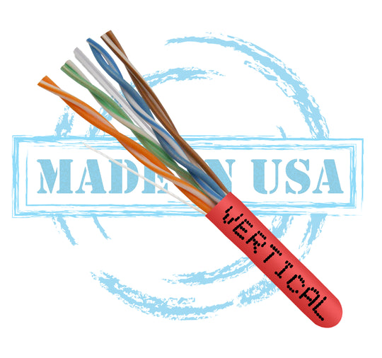 Vertical Cable 1000ft Solid Plenum Cat6 (Slim Type) Cable - 23AWG 550MHz CMP Made in the USA