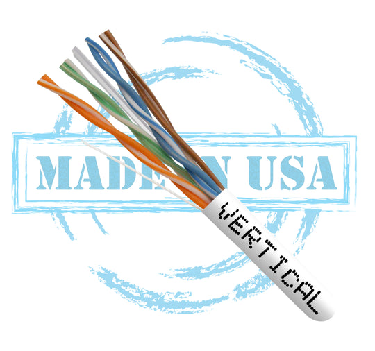Vertical Cable 1000ft Solid Plenum Cat6 (Slim Type) Cable - 23AWG 550MHz CMP Made in the USA