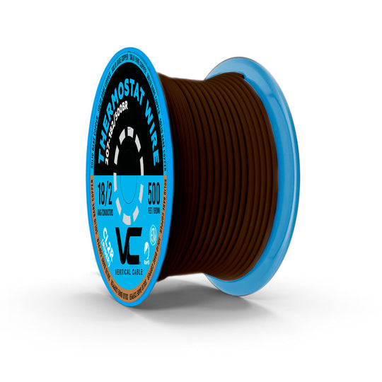 Vertical Cable Thermostat Wire, Solid Bare Copper, 18/2, CL2R, ETL, PVC Jacket - 500ft Spool