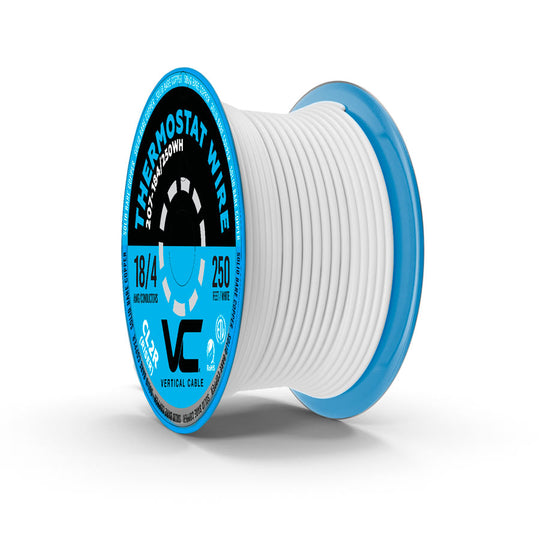 Vertical Cable Thermostat Wire, Solid Bare Copper, 18/4, CL2R, ETL, PVC Jacket, 250ft Spool